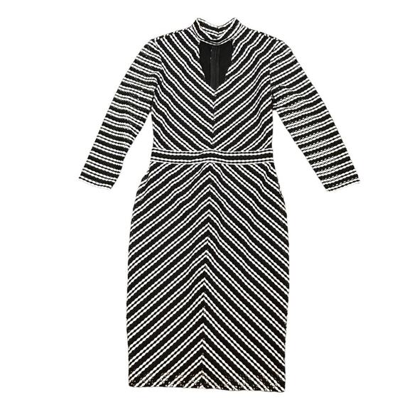 🆕 Project Runway Dress Womens Size XS Black White Lined 70’s Retro Designer NWT - Picture 1 of 9